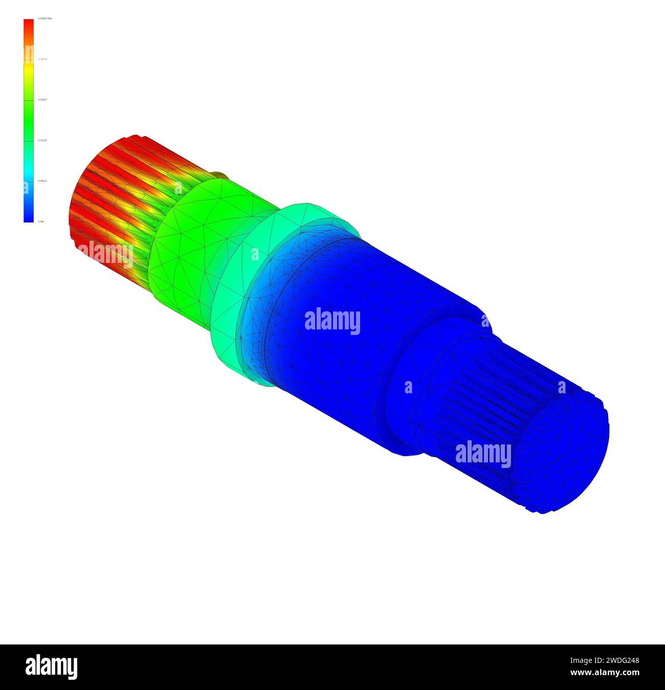 Analisi fem giunto omocinetico con assale scanalato, parti di progettazione meccanica Foto Stock