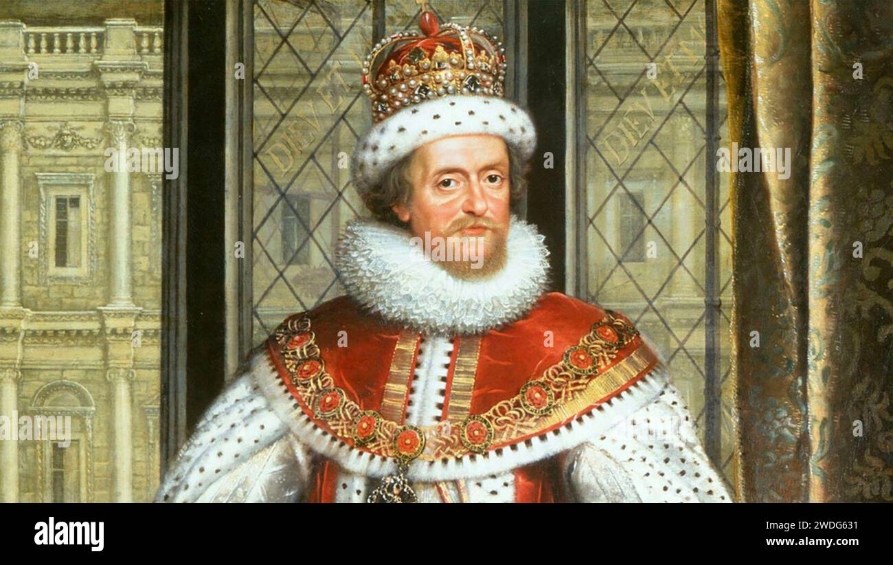 GIACOMO vi e i (1566-1625) re d'Inghilterra e d'Irlanda. Sezione di pittura di Paul van Somer, circa 1620 Foto Stock