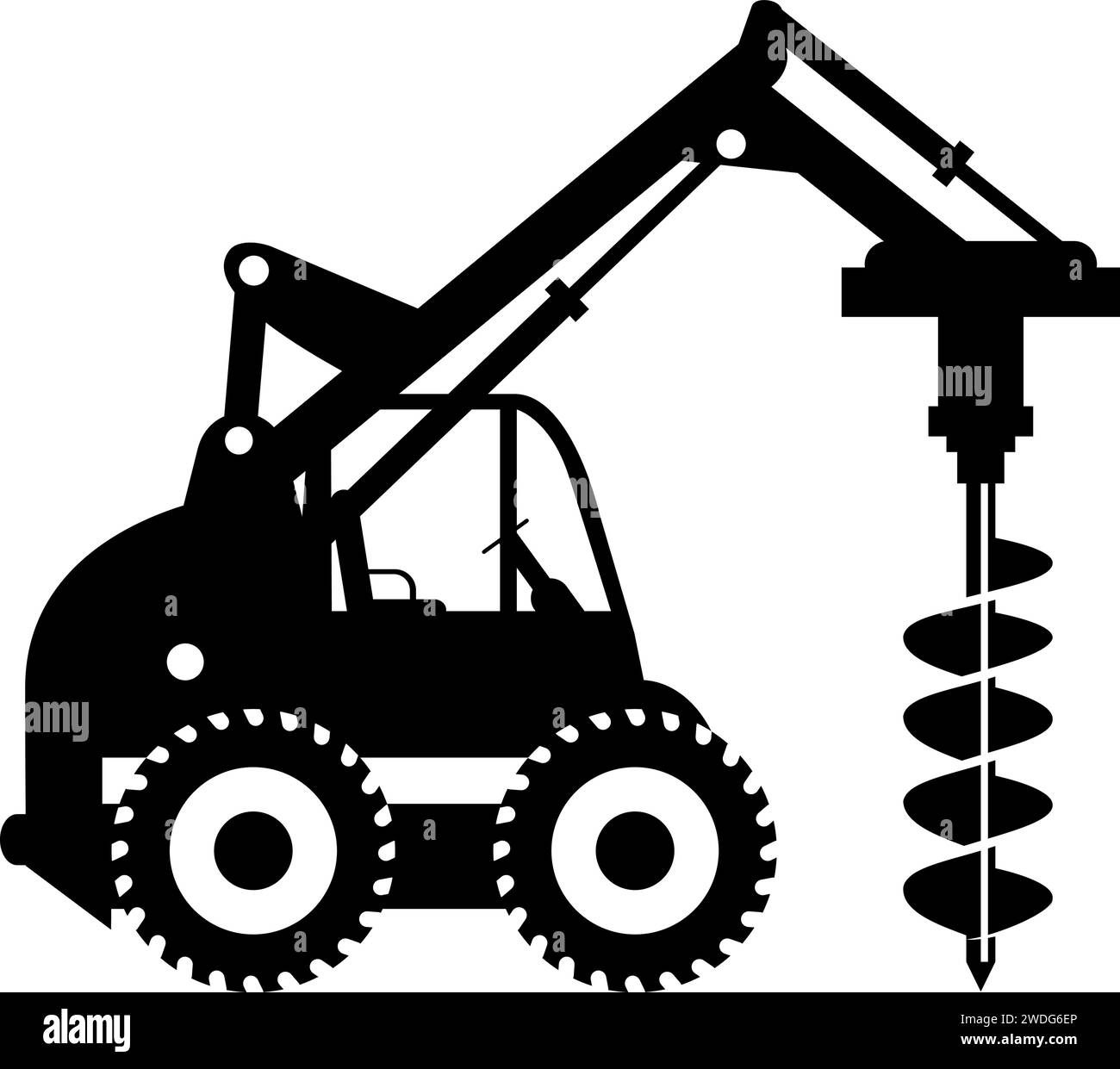 Silhouette dell'icona del dumper da perforazione mobile in stile piatto. Illustrazione Vettoriale