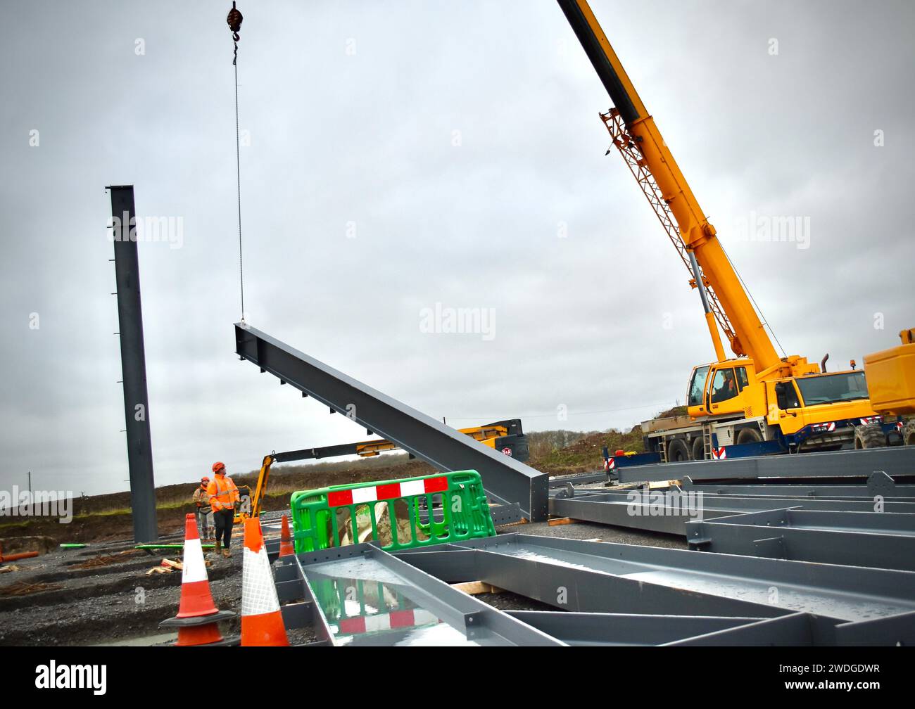 Nuova base Airbourne Colours (Hangar 4) in costruzione presso l'aeroporto internazionale di Teesside nel gennaio 2024. Credito James Hind/Alamy. Foto Stock