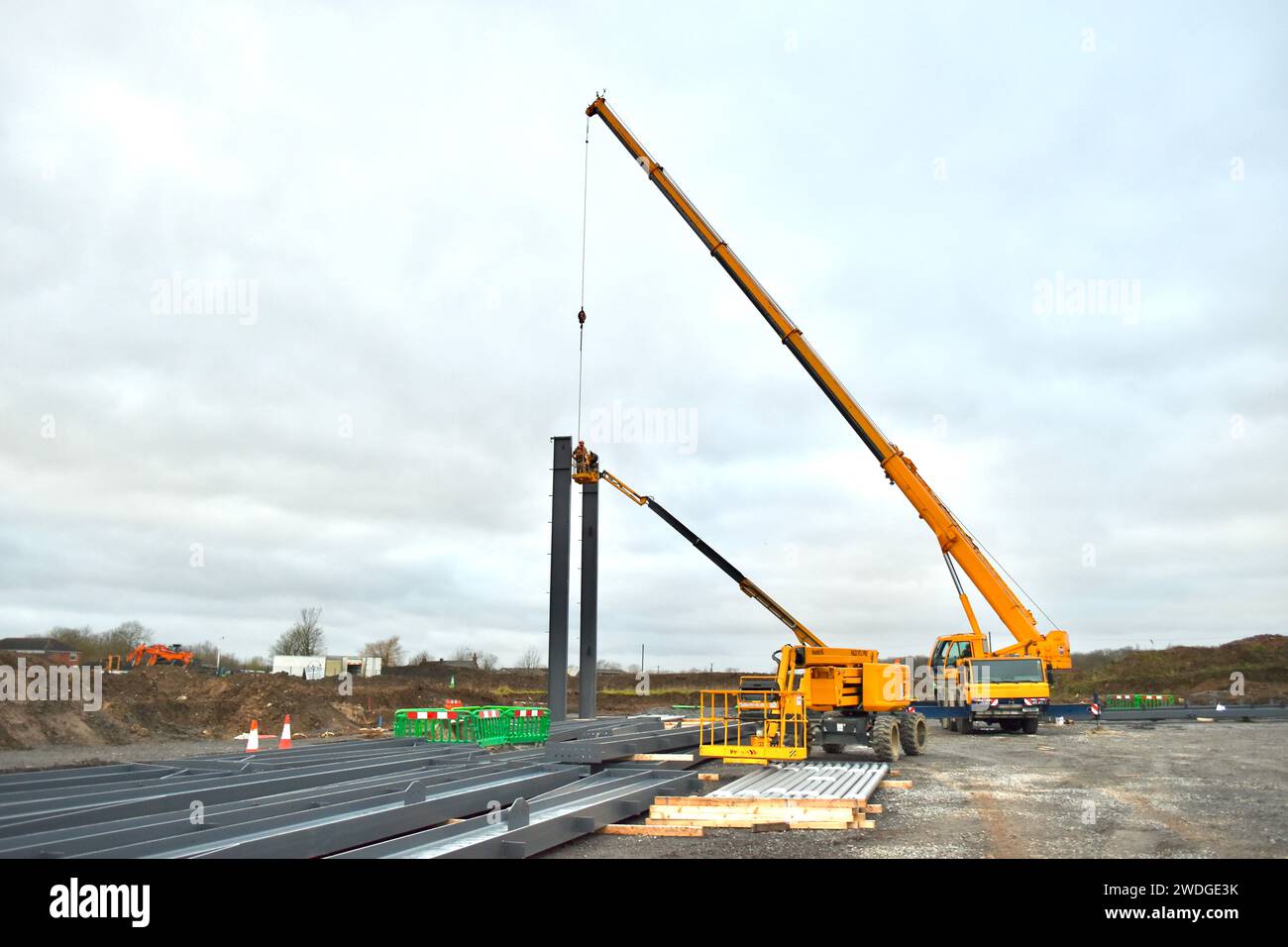 Nuova base Airbourne Colours (Hangar 4) in costruzione presso l'aeroporto internazionale di Teesside nel gennaio 2024. Credito James Hind/Alamy. Foto Stock
