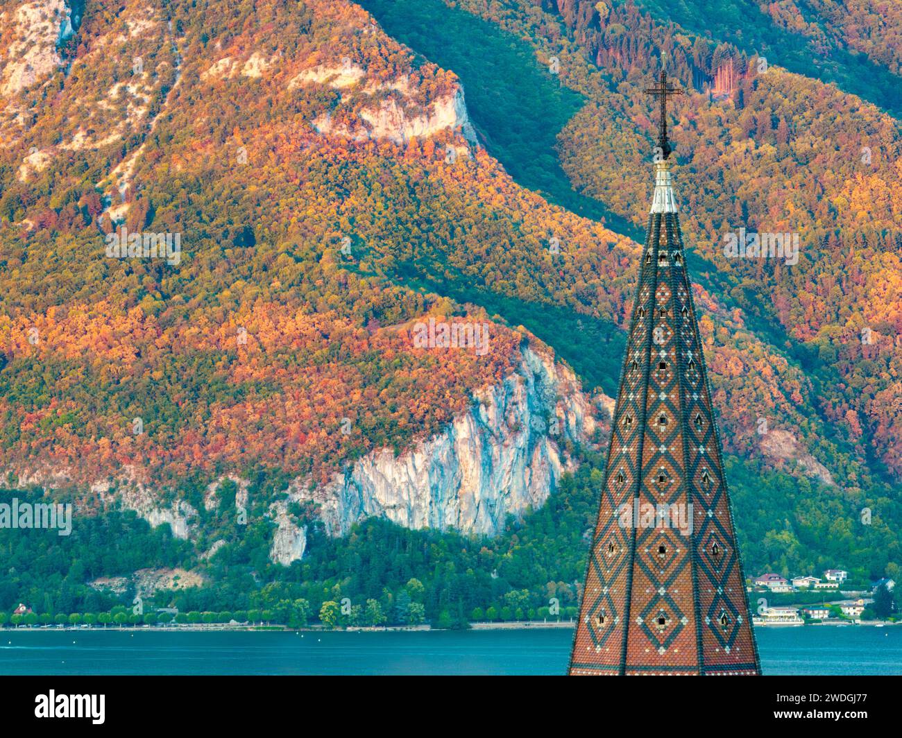 Visita alla Basilica - Basilique de la Visitation ad Annecy, Francia al tramonto. Foto Stock