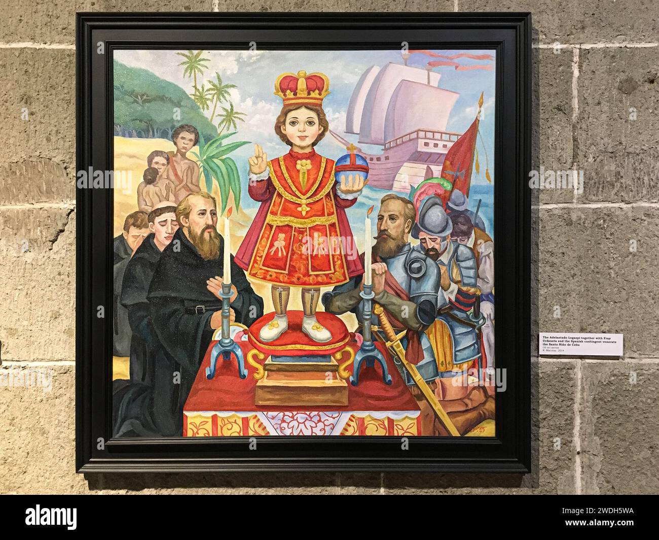 Manila, Filippine. 21 gennaio 2024: Pittura nella chiesa e monastero di San Agustin a Intramuros, il quartiere più antico delle mura. La festa di sto. Nino de tondo (Lakbayaw) e Santo Nino de Pandacan sono celebrati nelle due parrocchie di Manila ogni terza domenica di gennaio. Oggi, i devoti porteranno le loro statue o immagini del bambino Gesù e si uniranno a una processione in onore del Santo bambino. La devozione, anch'essa un grande evento a Cebu (Sinulog), ebbe origine più di 500 anni fa, quando Magellano sbarcò nell'arcipelago nel 1519 e portò un'immagine del bambino Gesù Cristo. Crediti: Kevin Izorce/Alamy Live News Foto Stock Manila, Filippine. 21 gennaio 2024: Pittura nella chiesa e monastero di San Agustin a Intramuros, il quartiere più antico delle mura. La festa di sto. Nino de tondo (Lakbayaw) e Santo Nino de Pandacan sono celebrati nelle due parrocchie di Manila ogni terza domenica di gennaio. Oggi, i devoti porteranno le loro statue o immagini del bambino Gesù e si uniranno a una processione in onore del Santo bambino. La devozione, anch'essa un grande evento a Cebu (Sinulog), ebbe origine più di 500 anni fa, quando Magellano sbarcò nell'arcipelago nel 1519 e portò un'immagine del bambino Gesù Cristo. Crediti: Kevin Izorce/Alamy Live News Foto Stock