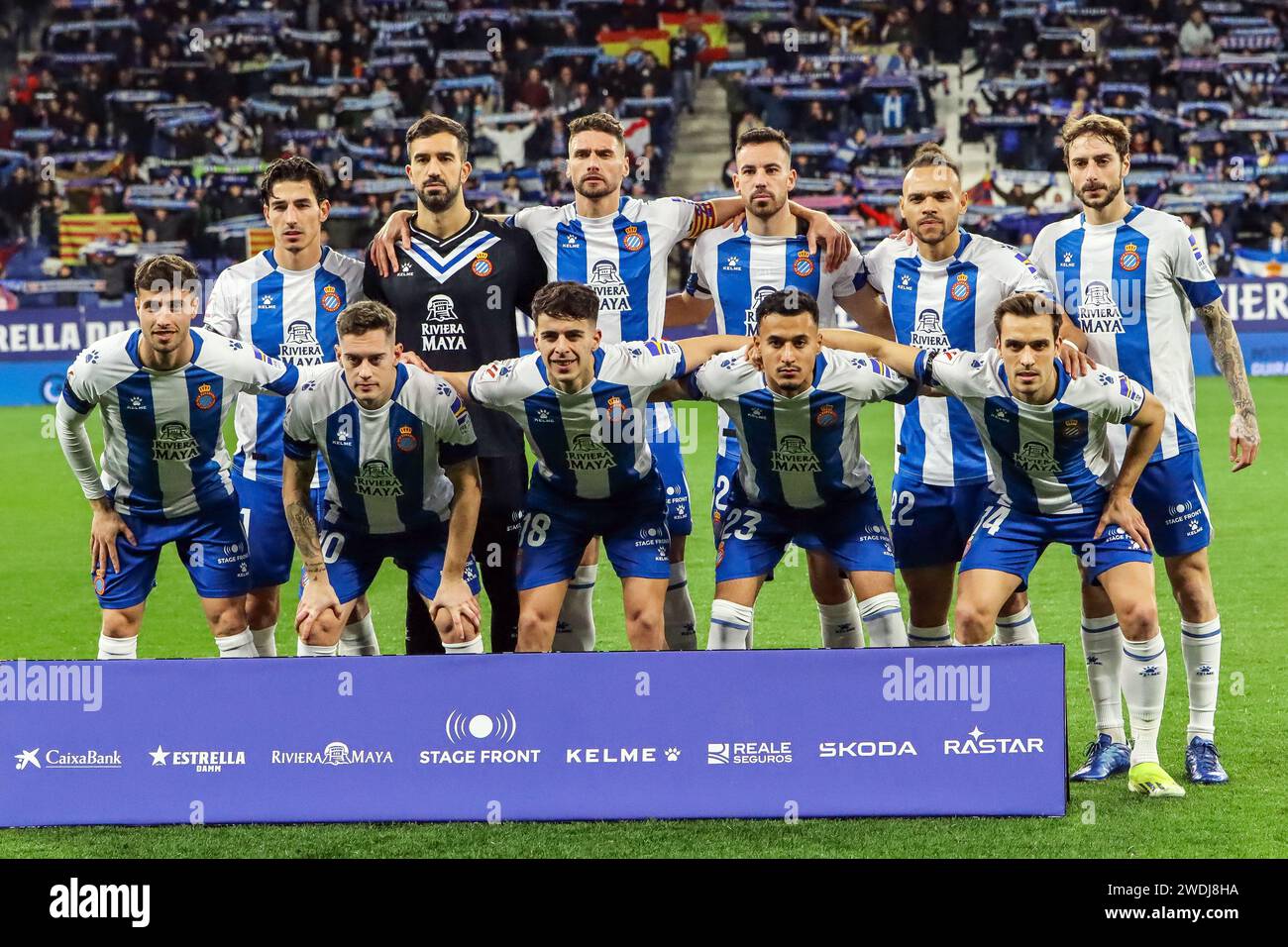 Barcellona, Spagna. 20 gennaio 2024. L'11 di partenza dell'Espanyol per la partita di LaLiga 2 tra Espanyol e Villarreal B allo Stadio Stadio Stadio Stadio Stadio anteriore di Barcellona. (Foto: Gonzales Photo - Ainhoa Rodriguez). Foto Stock