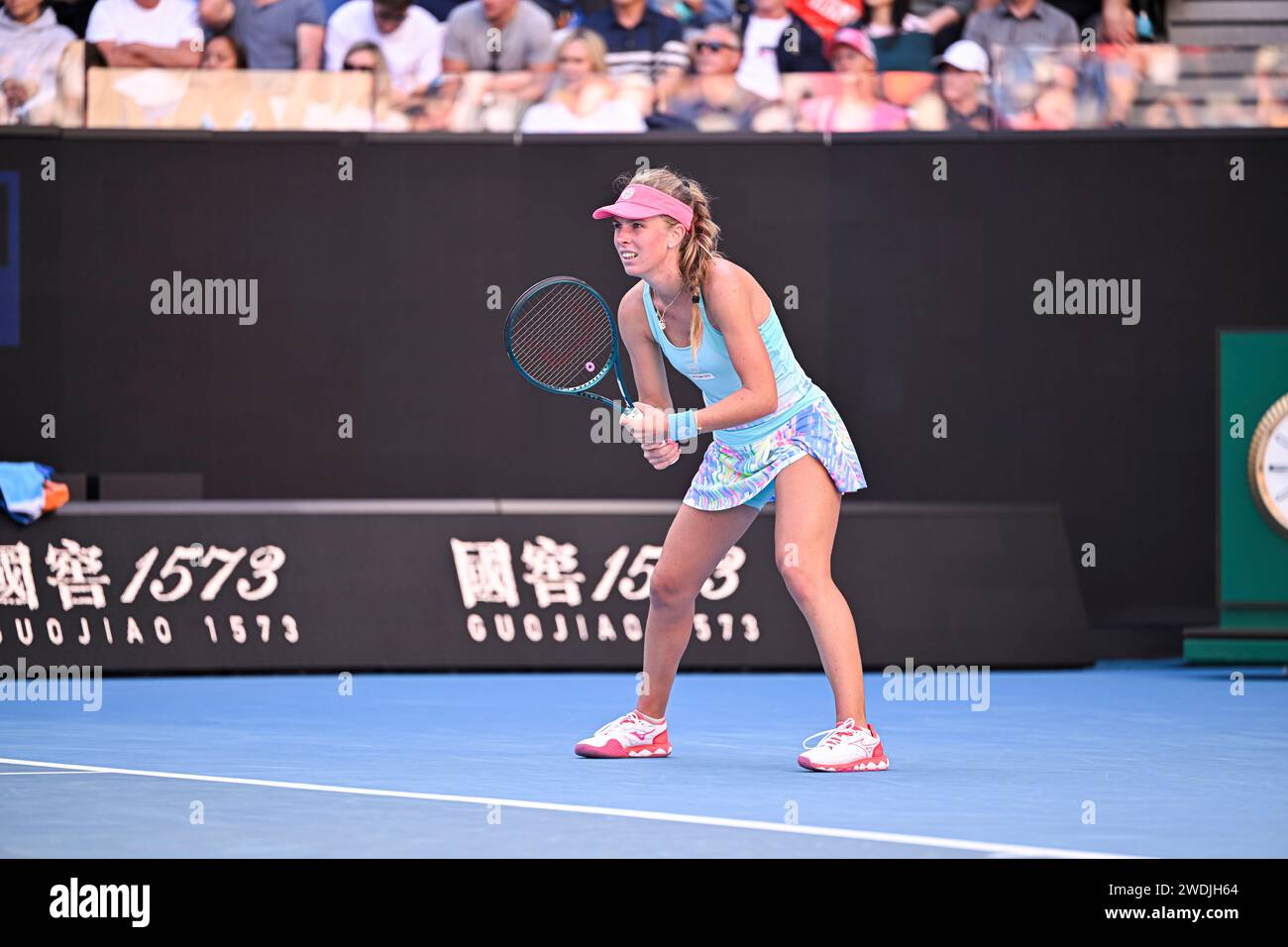 Parigi, Francia. 19 gennaio 2024. Magdalena Frech durante il torneo di tennis Australian Open AO 2024 del grande Slam il 19 gennaio 2024 al Melbourne Park in Australia. Crediti: Victor Joly/Alamy Live News Foto Stock