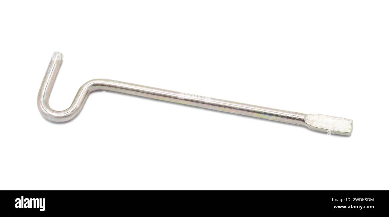 Camera da letto interna bagno porta chiave di emergenza con estremità piatta in ottone metallo, colore oro utilizzato nel lato foro di una serratura privacy o set in famiglia ho Foto Stock