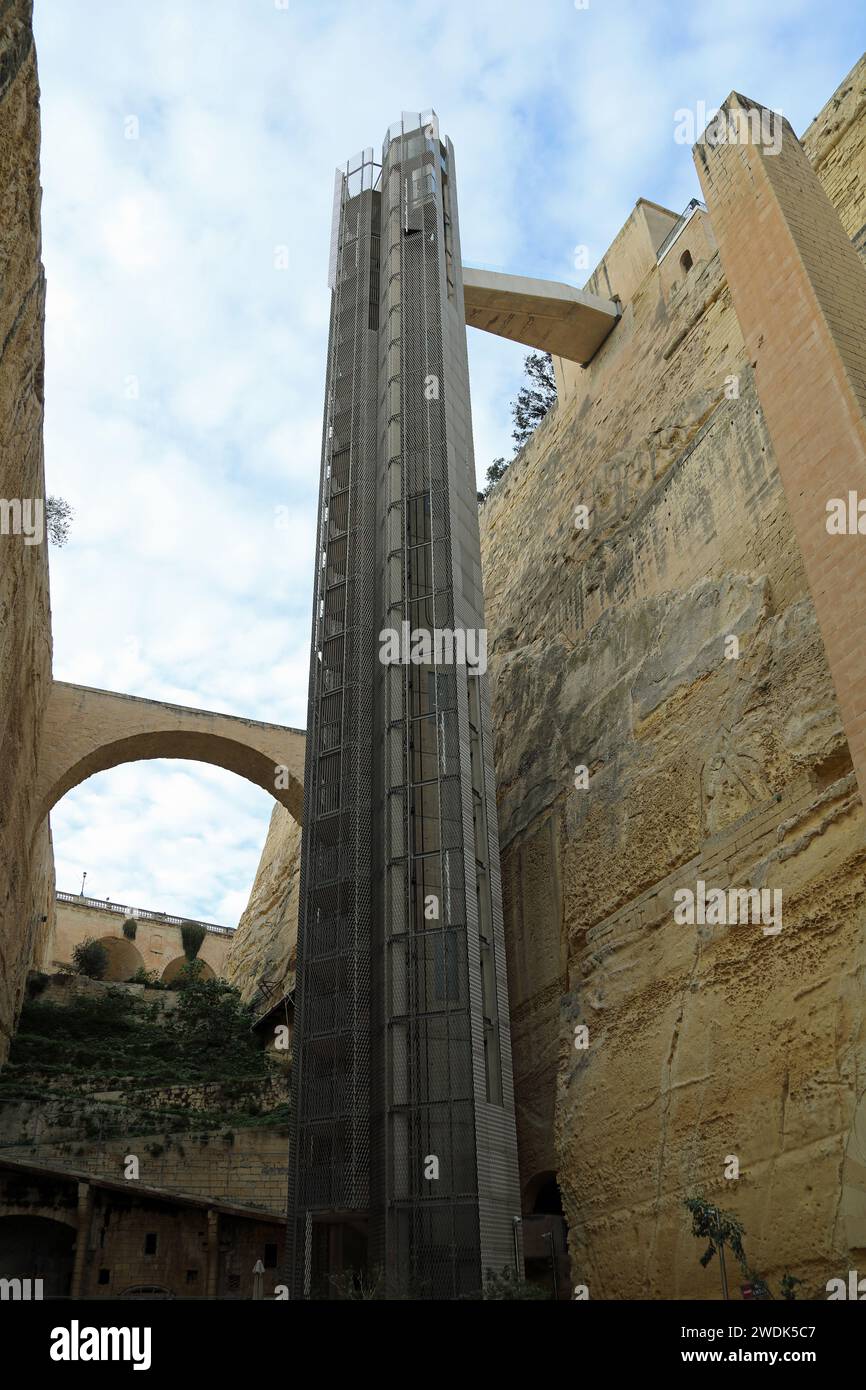 Impianti di risalita di Upper Barrakka a la Valletta a Malta Foto Stock