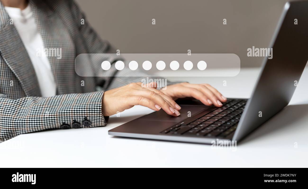 Privacy e protezione dei dati su Internet. Password e sicurezza informatica. Foto Stock