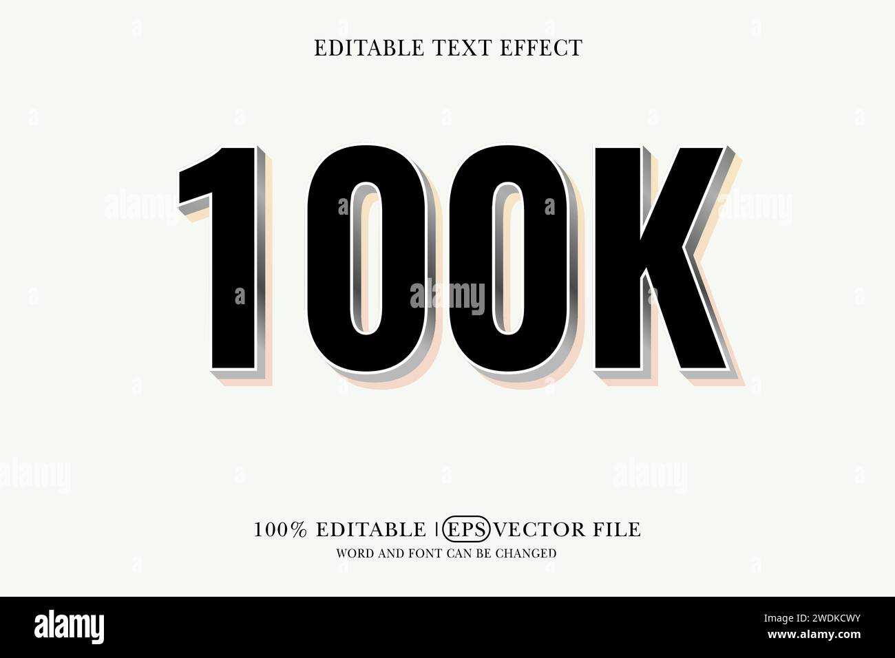 Effetto testo con stile 3D 100K modificabile Illustrazione Vettoriale