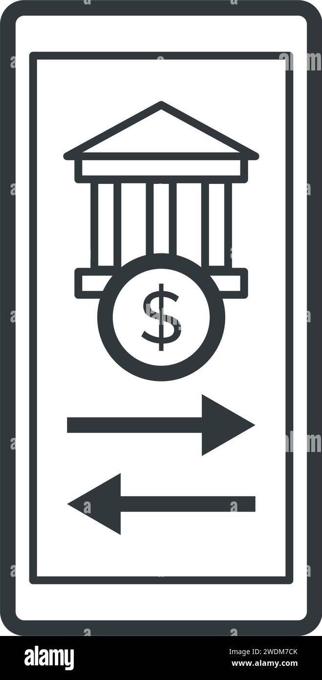 Icona isolata per mobile banking e pagamenti online Illustrazione Vettoriale