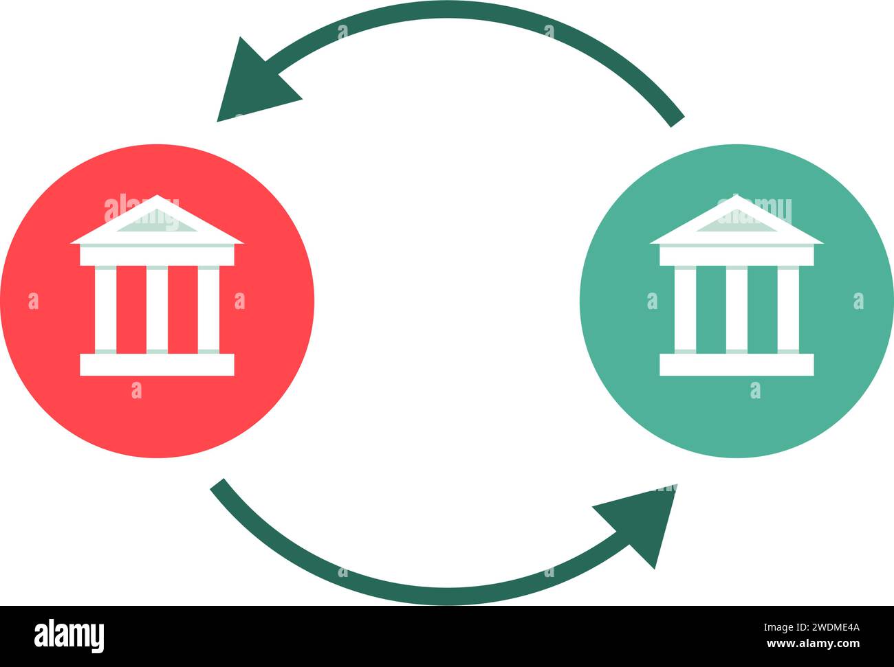 Icona di bonifico bancario e pagamenti isolati, concetto bancario Illustrazione Vettoriale