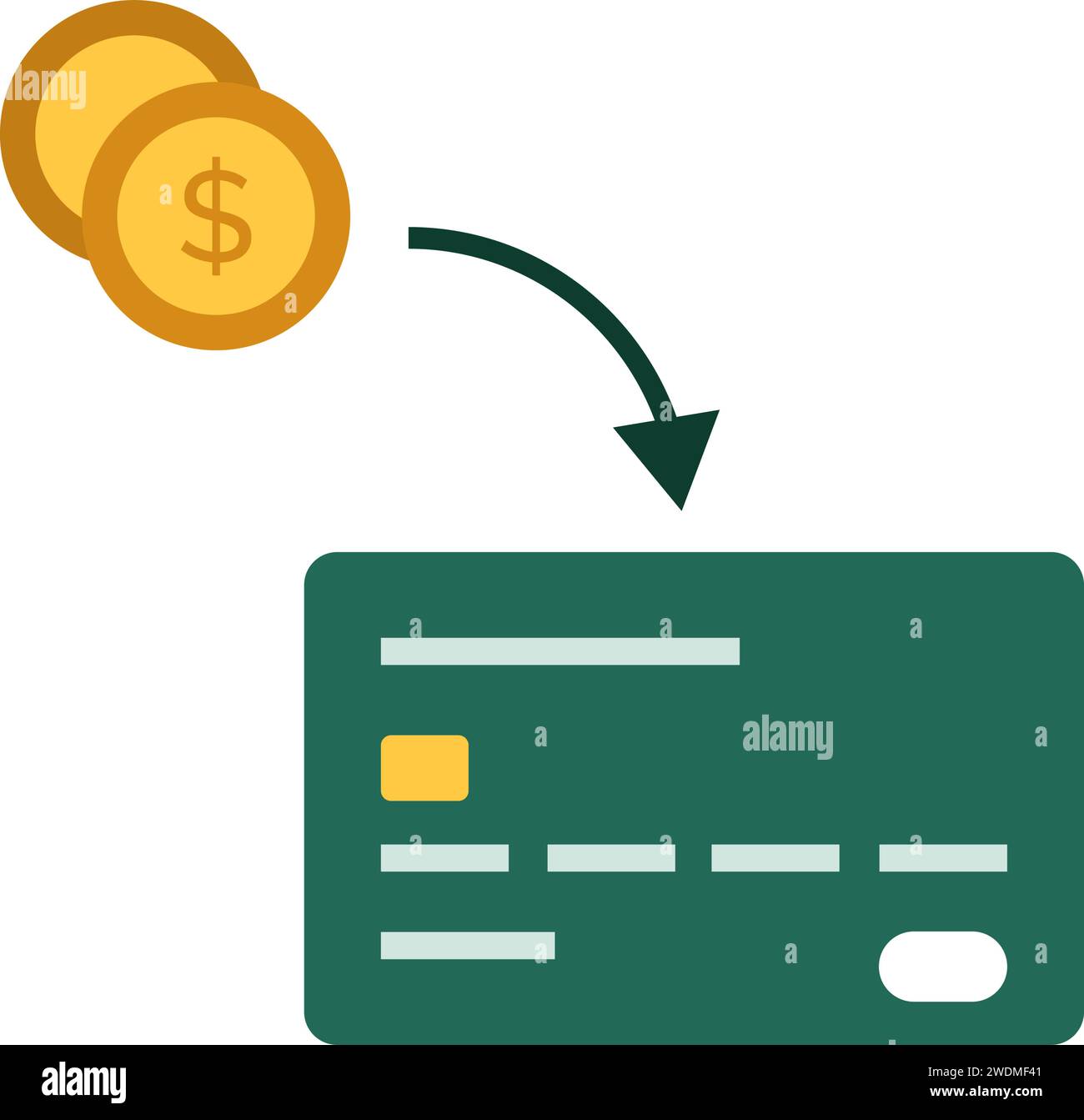 Icona isolata della carta di debito prepagata, concetto di banca e pagamenti Illustrazione Vettoriale