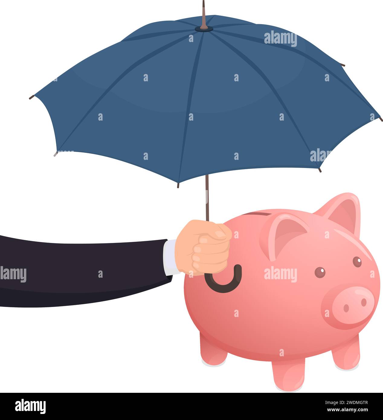 Salvadanaio sicuro sotto un ombrello: Proteggete il vostro concetto di risparmio e investimento Illustrazione Vettoriale