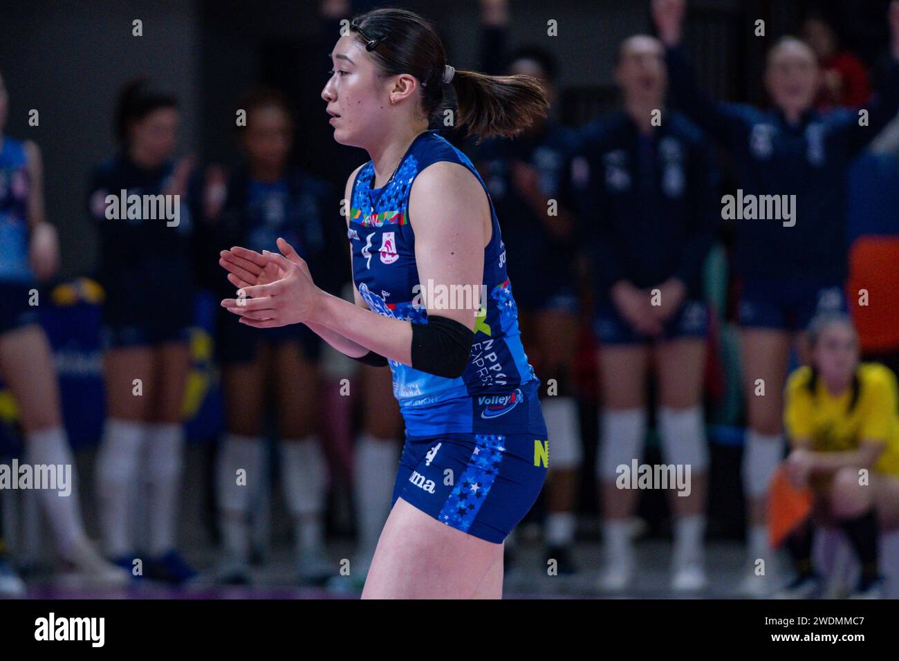 Firenze, Italia. 21 gennaio 2024. Mayu Ishikawa (il Bisonte Firenze) durante il Bisonte Firenze vs Itas Trentino, partita di pallavolo di serie A1 femminile a Firenze, Italia, 21 gennaio 2024 crediti: Agenzia fotografica indipendente/Alamy Live News Foto Stock