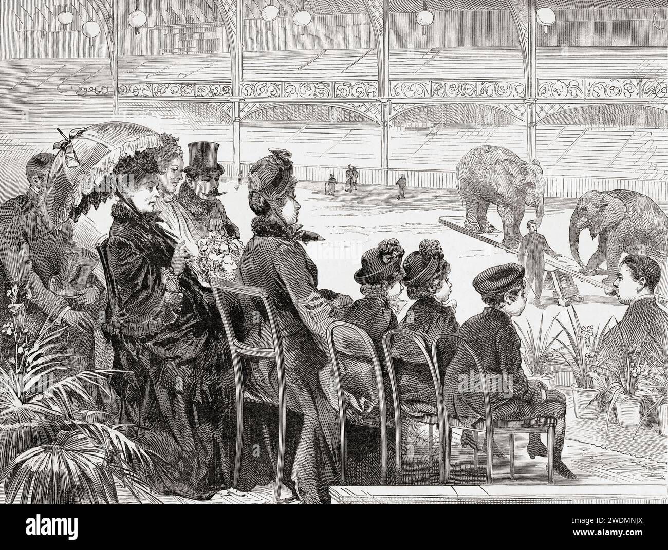 La regina Vittoria visitò Olympia, West Kensington, Londra, Inghilterra nel 1887. Victoria, 1819 - 1901. Regina del Regno Unito di Gran Bretagna e Irlanda. From the London Illustrated News, pubblicato il 26 marzo 1887. Foto Stock