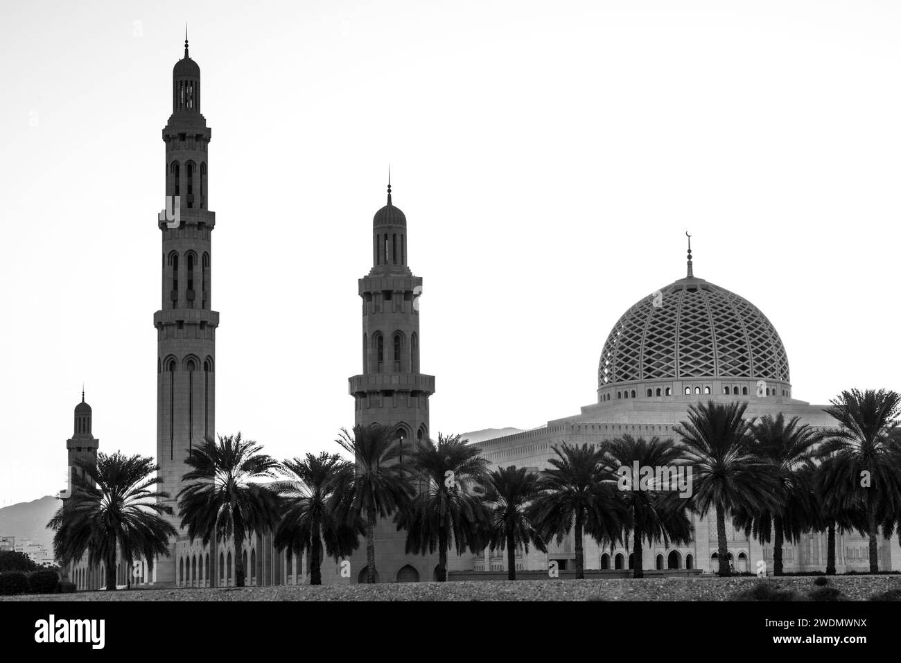 Mascate, Oman - gennaio 05,2024 : Vista sulla grande moschea del Sultano Qaboos a Mascate. Foto Stock