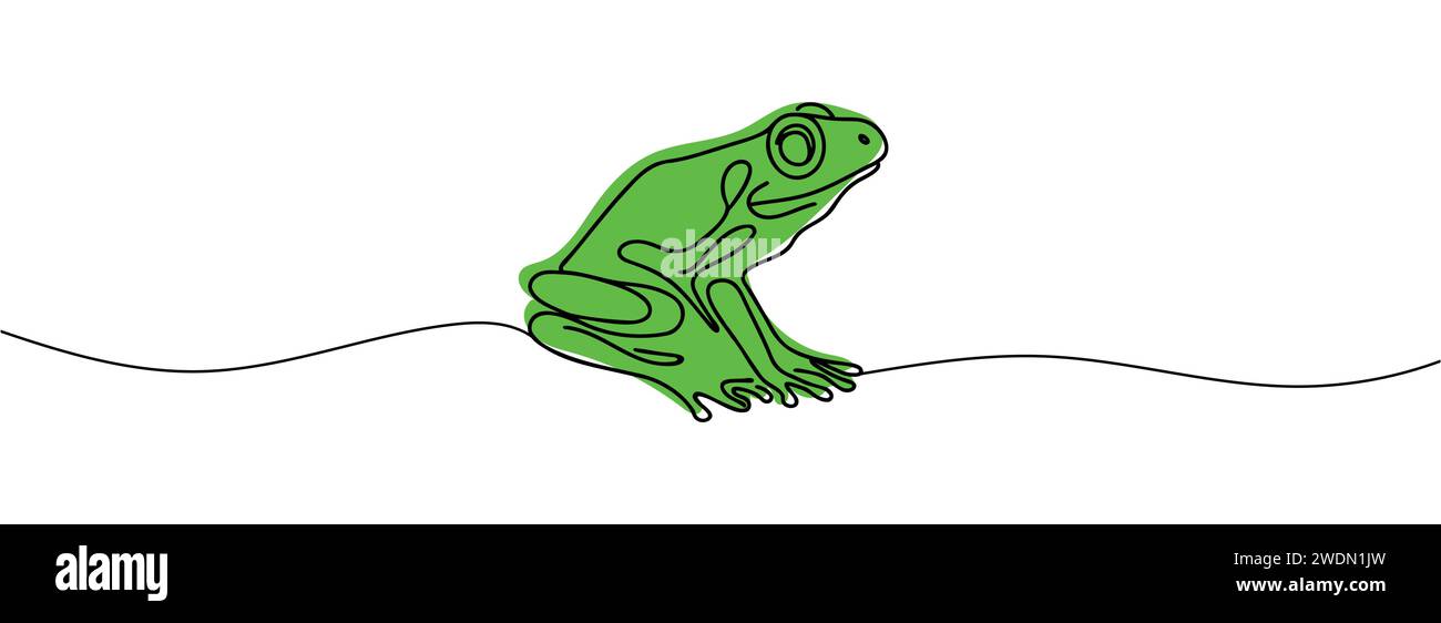 la rana viene tracciata come una linea continua. Illustrazione Vettoriale