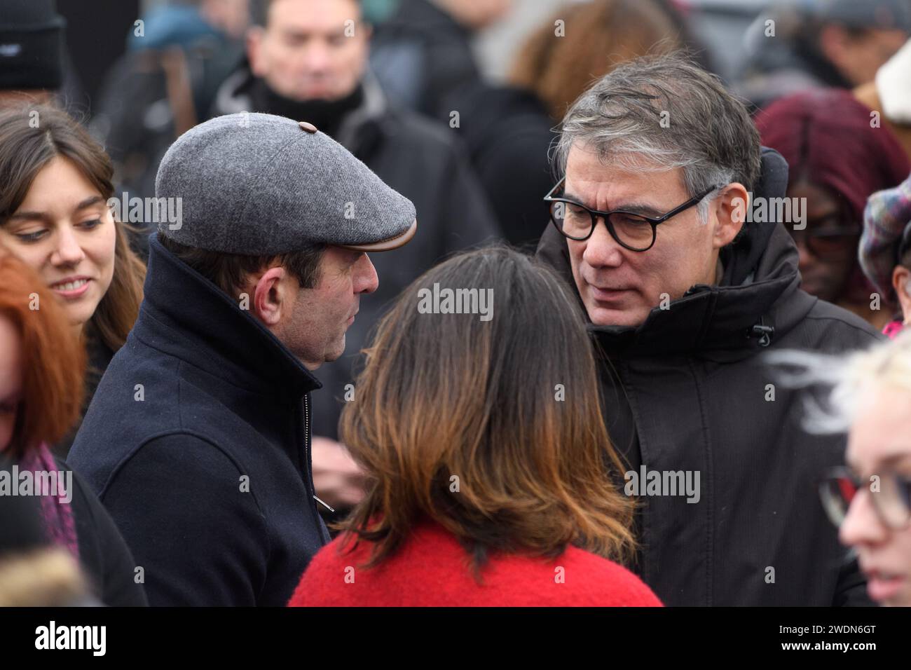 Parigi, Francia. 21 gennaio 2024. Julien Mattia/le Pictorium - dimostrazione contro la legge sull'immigrazione - 21/01/2024 - Francia/Ile-de-France (regione)/Parigi - Benoit Hamon e Olivier Faure alla manifestazione contro la legge sull'asilo e sull'immigrazione, al Trocadero, a Parigi, 21 gennaio 2024 crediti: LE PICTORIUM/Alamy Live News Foto Stock
