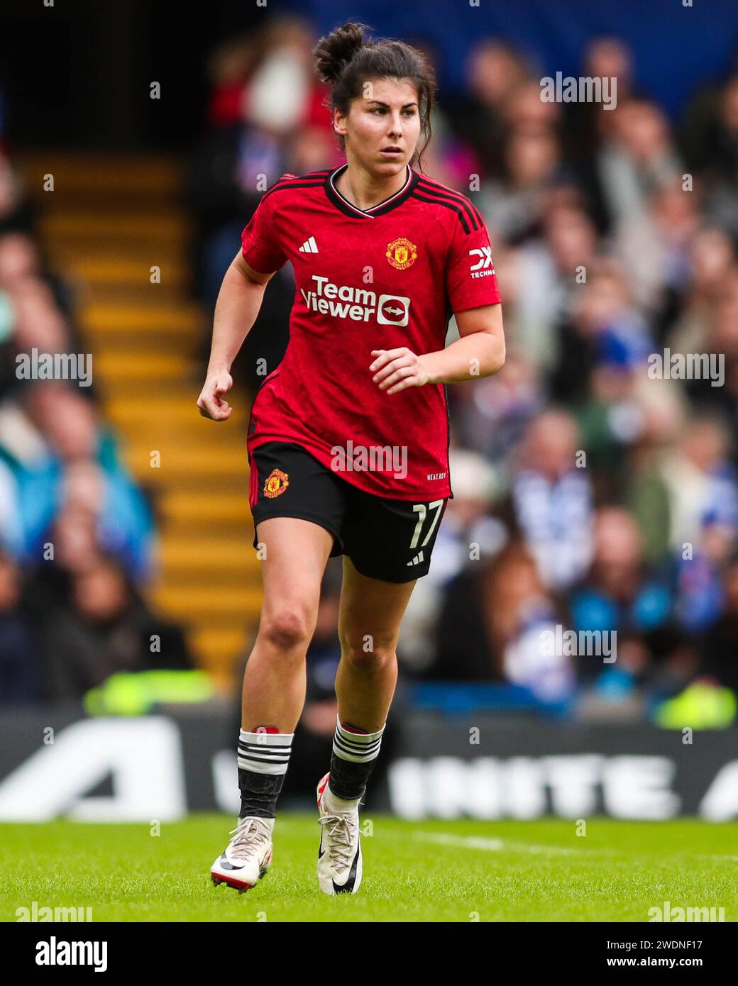 Londra, Inghilterra, Regno Unito il 21 gennaio 2024. Lucia Garcia del Manchester United in azione durante la partita Chelsea Women contro Manchester United Women Barclays Women's Super League a Stamford Bridge, Londra, Inghilterra, Regno Unito il 21 gennaio 2024 Credit: Every Second Media/Alamy Live News Foto Stock