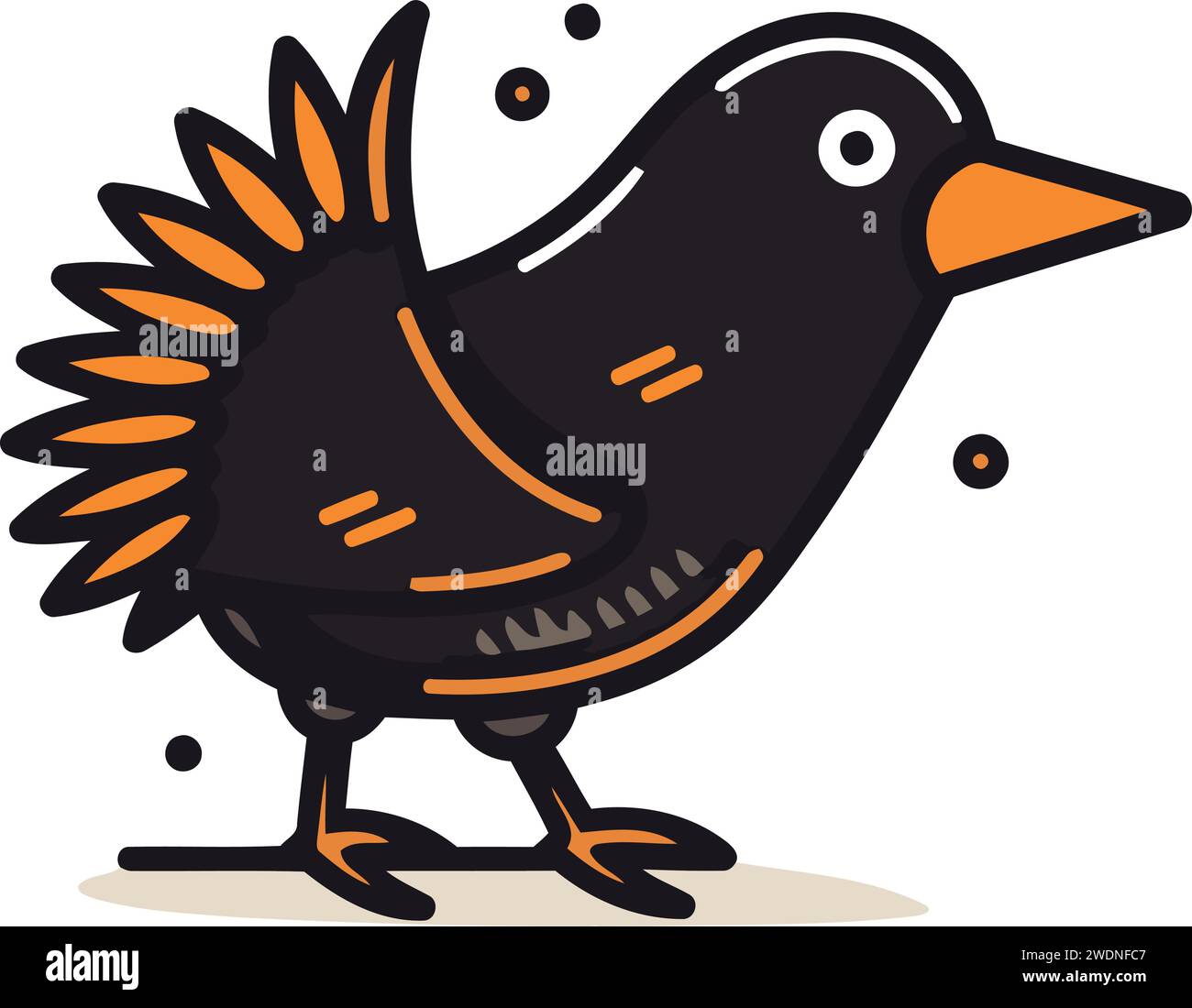 Cartoni animati Blackbird. Illustrazione vettoriale. Isolato su sfondo bianco. Illustrazione Vettoriale