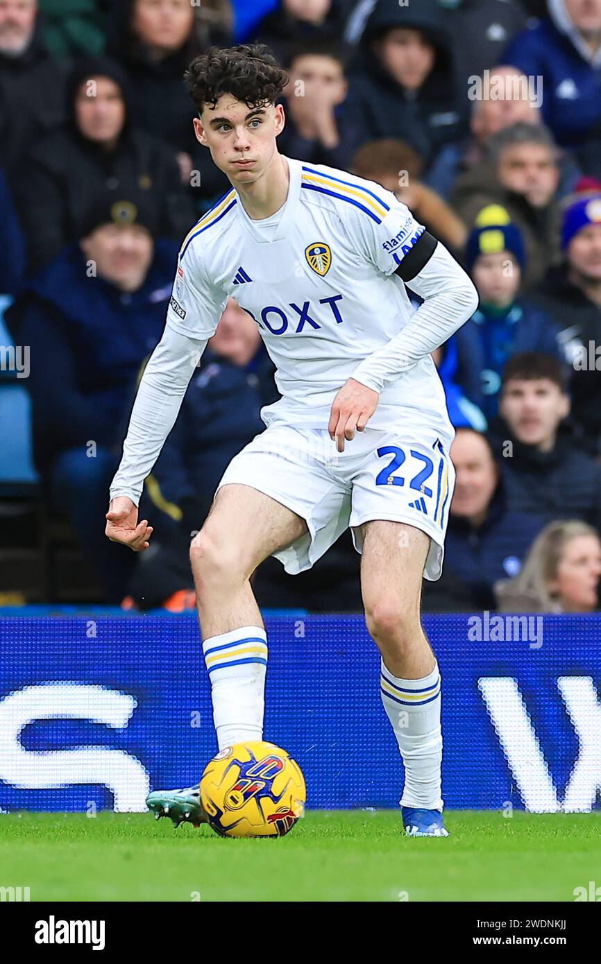 Leeds, Regno Unito. 21 gennaio 2024. Archie Gray di Leeds Uniteddurante la partita del Leeds United FC contro Preston North End FC Skybet EFL Championship a Elland Road, Leeds, Inghilterra, Regno Unito il 21 gennaio 2024 credito: Every Second Media/Alamy Live News Foto Stock