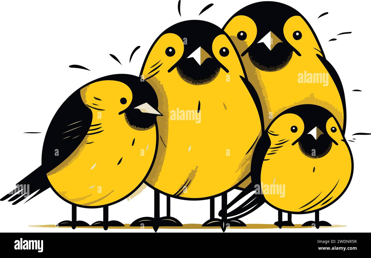 Gruppo di uccelli. Illustrazione vettoriale di un gruppo di piccoli uccelli. Illustrazione Vettoriale