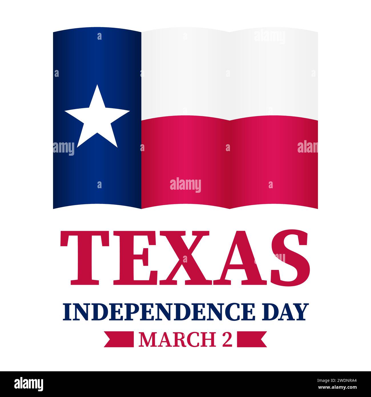 Poster tipografico del Texas Independence Day. Festeggiamenti il 2 marzo. Modello vettoriale per banner, volantini, biglietti di auguri, ecc. Illustrazione Vettoriale