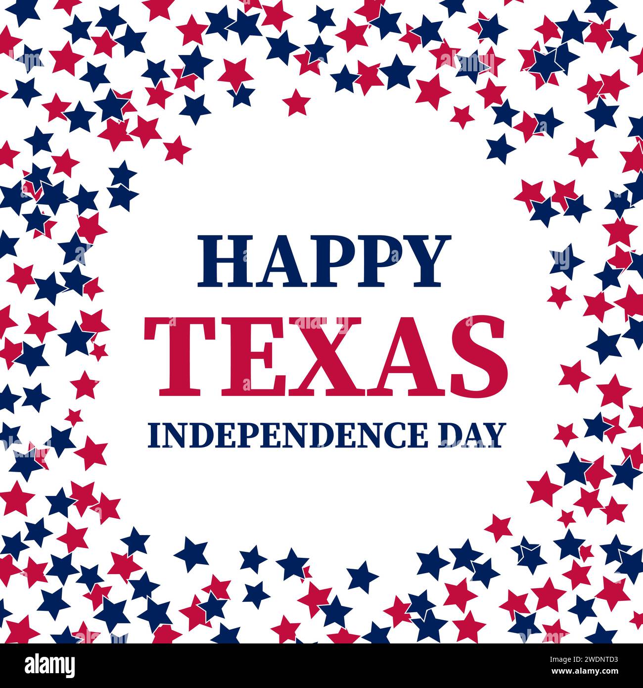 Banner del Texas Independence Day. Festeggiamenti il 2 marzo. Modello vettoriale per poster, volantini, biglietti di auguri, ecc. Illustrazione Vettoriale