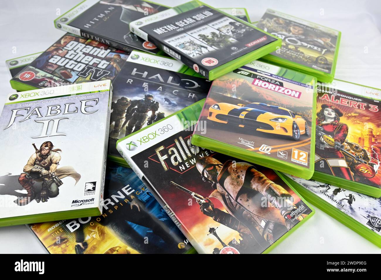 Immagine editoriale della selezione di videogiochi Microsoft Xbox 360 – Galles, Regno Unito – 21 gennaio 2024 Foto Stock