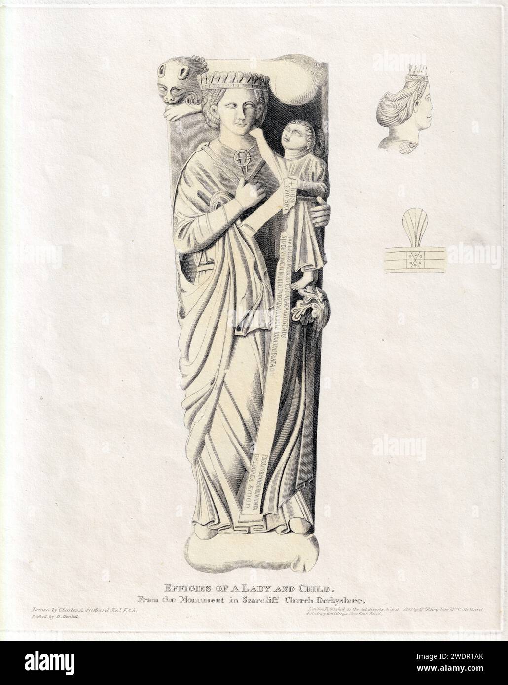 Effigy of a Lady (1817) incisione di Bartholomew Howlett (1767-1827) in Monumental Effigies of Great Britain di Charles Alfred Stothart (1786-1821) Foto Stock