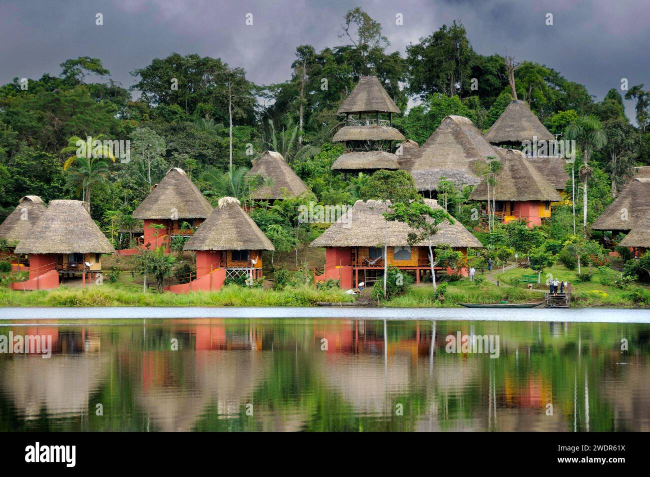 Sud America, Amazzonia, Ecuador, Parco nazionale di Yasuni, Lago Anangurocha, Napo Wildlife Center, hotel Foto Stock