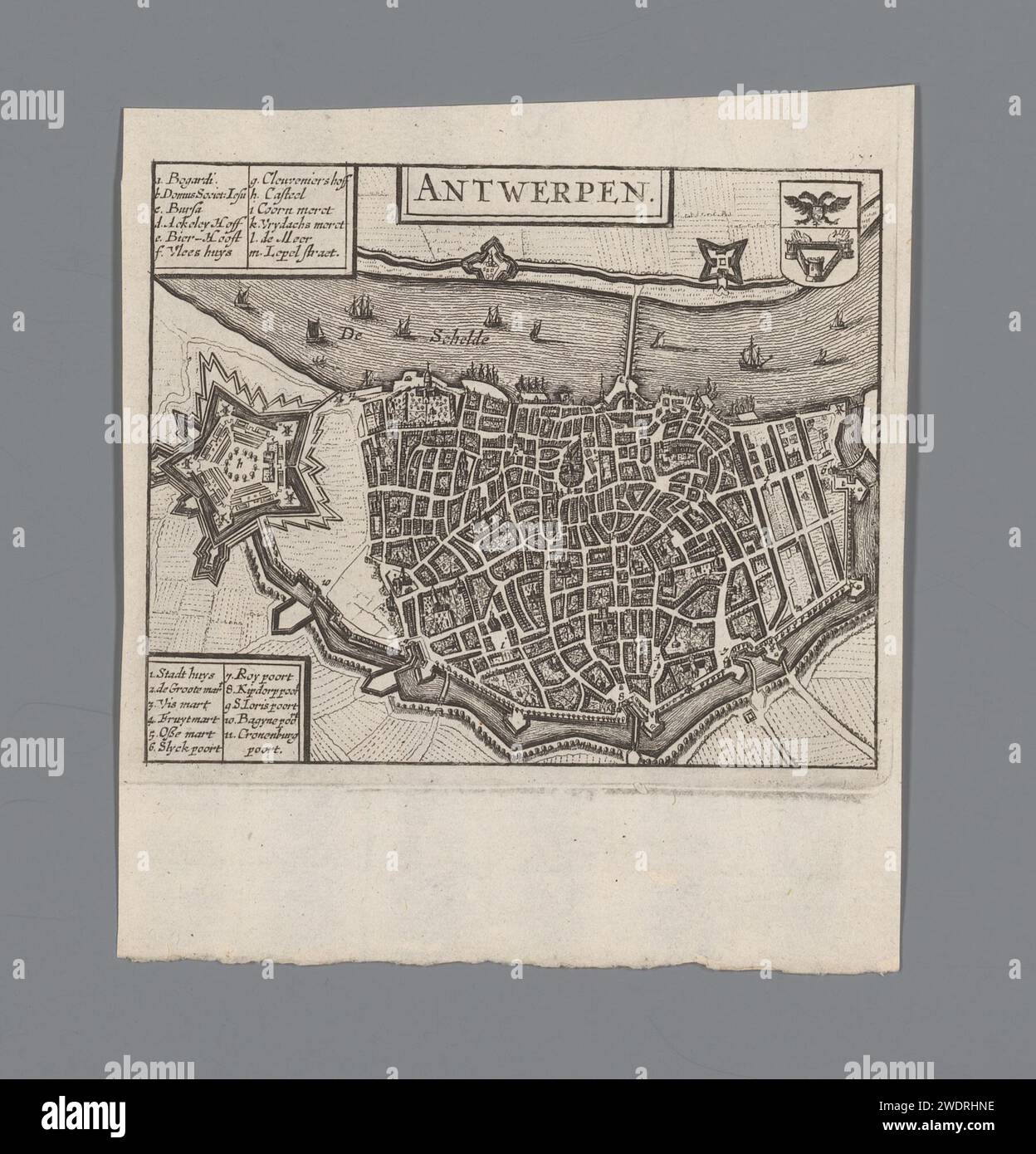 Mappa di Aalst, Anonimo, c. 1660 - c. 1662 stampa Amsterdam cartaceo mappe delle città Aalst Foto Stock