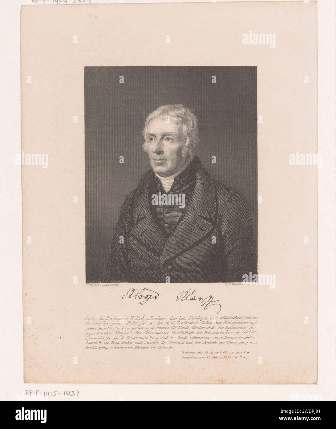 PortraT van Alois Klar, William Colley Wrankmore, dopo Carl Christian Vogel von Vogelstein, 1798 - 1840 stampa Germania carta acciaio incisione persone storiche Foto Stock