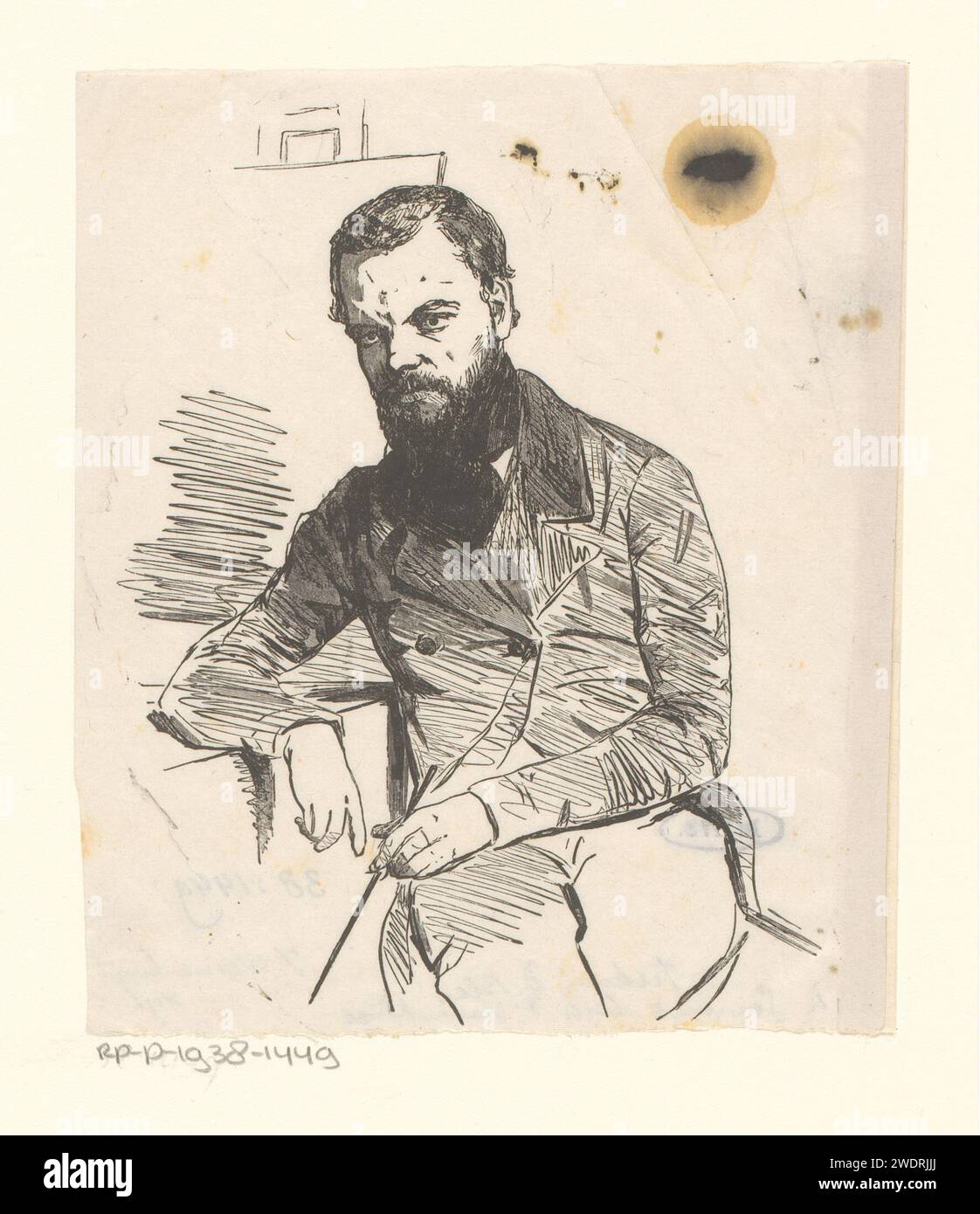 Ritratto van Jan Weissenbruch, Isaac Weissenbruch, 1840 - 1912 stampa Olanda ritratto su carta, autoritratto dell'artista Foto Stock