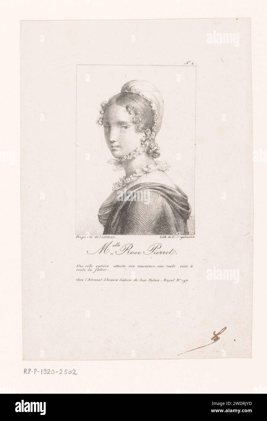 Portret van Rose Pierret, anonimo, Gottfried Engelmann, 1816 - 1839 stampa Paris paper Historical Persons Foto Stock