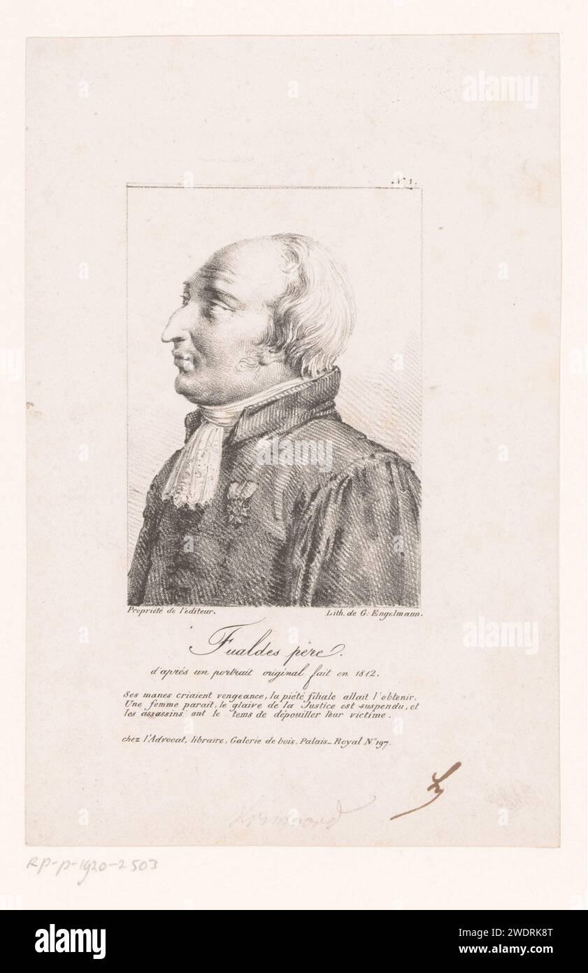 Portret van Antoine Bernardin Fualdès, anonimo, Gottfried Engelmann, c. 1818 stampa Paris paper Historical Persons Foto Stock