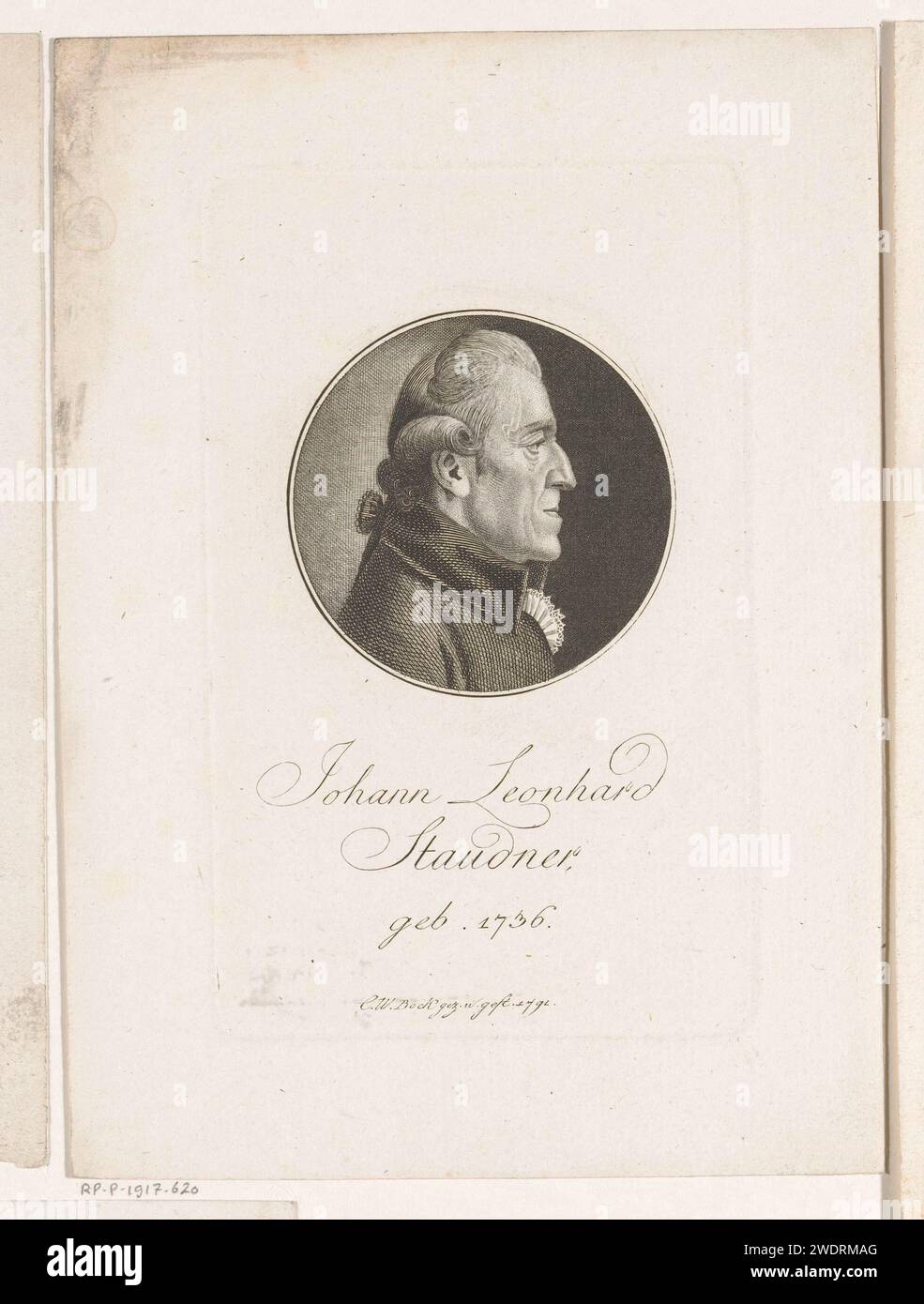 Ritratto van Johann Leonhard Staudner, Christoph Wilhelm Bock, 1791 stampa di Norimberga incisione / incisione di persone storiche Foto Stock