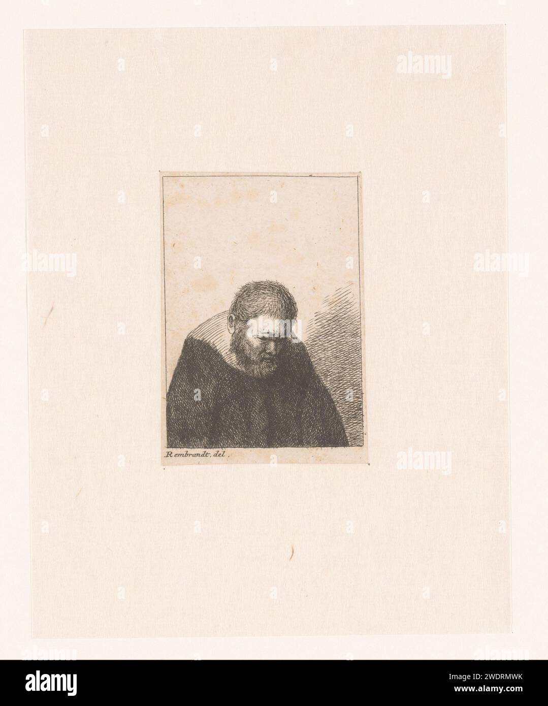 Uomo con la barba, 1700 - 1799 carta stampata incisione vecchio Foto Stock