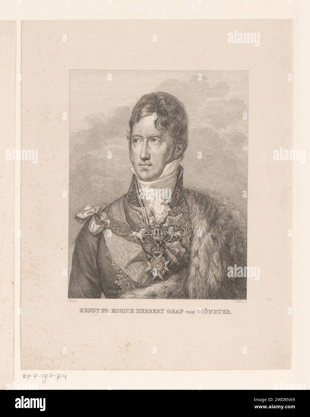 PortraT van Ernst, Graf von Münster, Karl Eduard Weber, c. 1816 - c. 1906 stampa Berlino carta acciaio incisione persone storiche Foto Stock