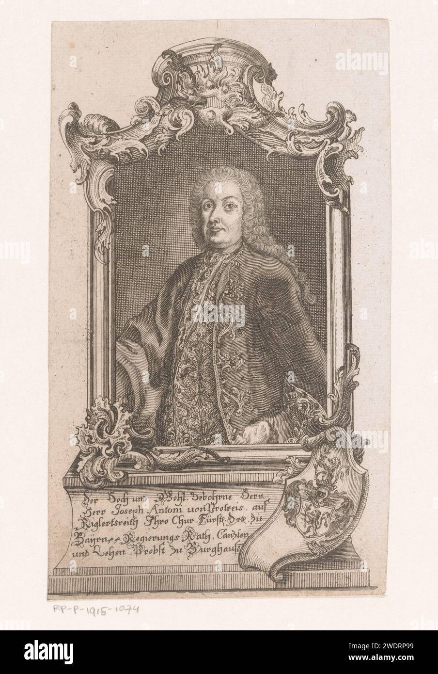 Ritratto van Joseph Anton von Protreis, Joseph Anton Zimmermann, 1715 - 1797 stampa Germania carta incisione / incisione di persone storiche Foto Stock