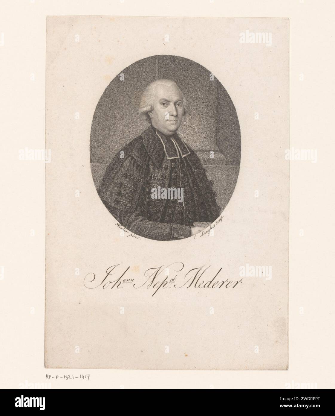 Portret Van Johann Nepomuk Meder, Jean Charles Langlois (colonnello), dopo Hauber, dopo Joseph Hauber, 17709 - 18709 carta stampata incisione persone storiche Foto Stock