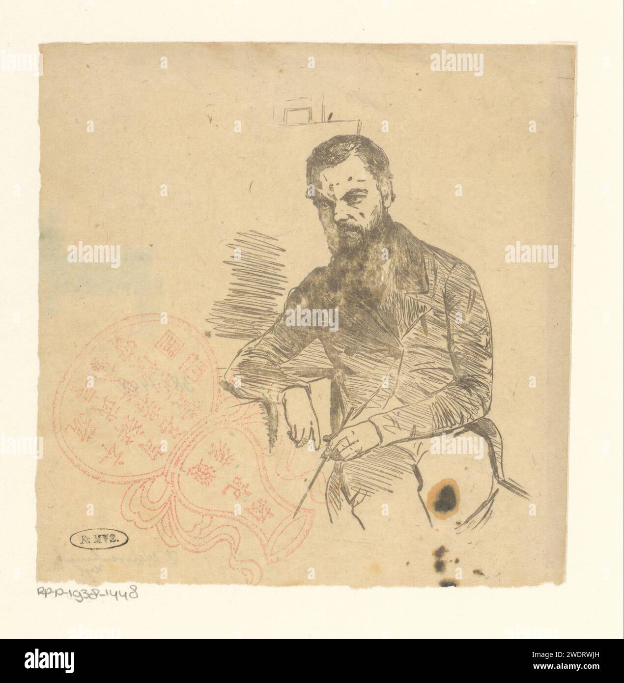 Ritratto van Jan Weissenbruch, Isaac Weissenbruch, 1840 - 1912 stampa Olanda ritratto su carta, autoritratto dell'artista Foto Stock