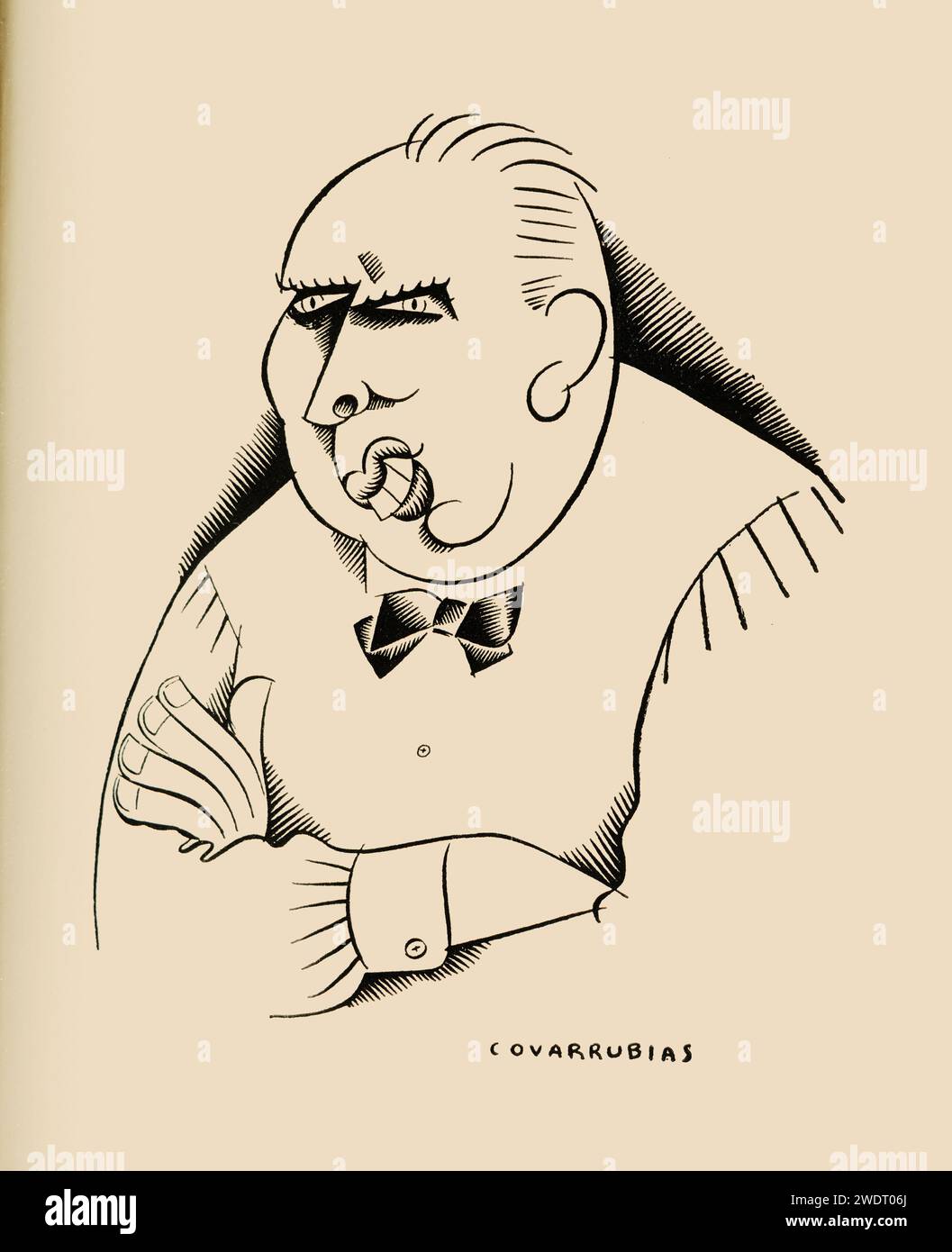 Theodore Dreiser, Comic Portrait di Miguel Covarrubias Foto Stock