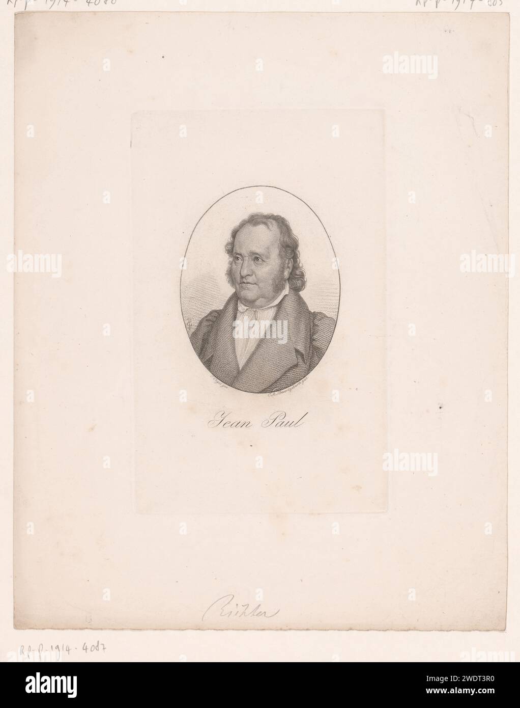 Ritratto van Jean Paul, Carl August Schwerdgeburth, dopo Carl Christian Vogel von Vogelstein, 1795 - 1878 carta stampata persone storiche. scrittore, poeta, autore Foto Stock