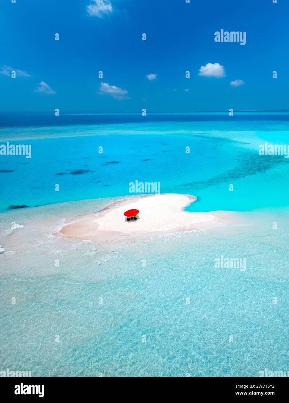 Banco di sabbia a forma di cuore, le Maldive, l'Oceano Indiano, l'Asia Foto Stock