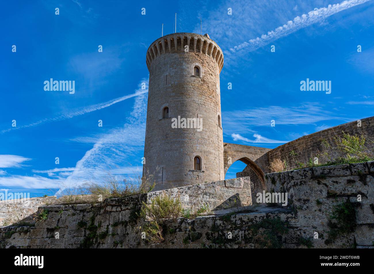 Castello Bellver, Palma, Maiorca, Isole Baleari, Spagna, Mediterraneo, Europa Foto Stock