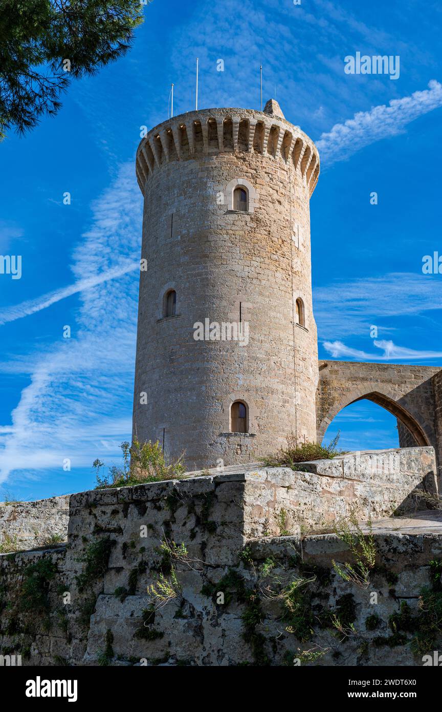 Castello Bellver, Palma, Maiorca, Isole Baleari, Spagna, Mediterraneo, Europa Foto Stock