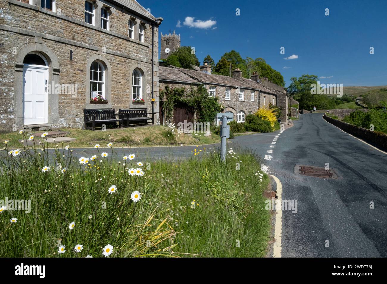 Il villaggio di Muker, Swaledale, Yorkshire Dales National Park, Yorkshire, Inghilterra, Regno Unito, Europa Foto Stock