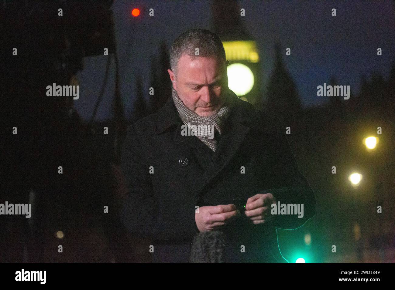 Londra, Inghilterra, Regno Unito. 22 gennaio 2024. Il Segretario di Stato ombra per l'ambiente, il cibo e gli affari rurali STEVE REED è visto a Westminster durante il round mediatico mattutino, (Credit Image: © Tayfun salci/ZUMA Press Wire) SOLO USO EDITORIALE! Non per USO commerciale! Foto Stock