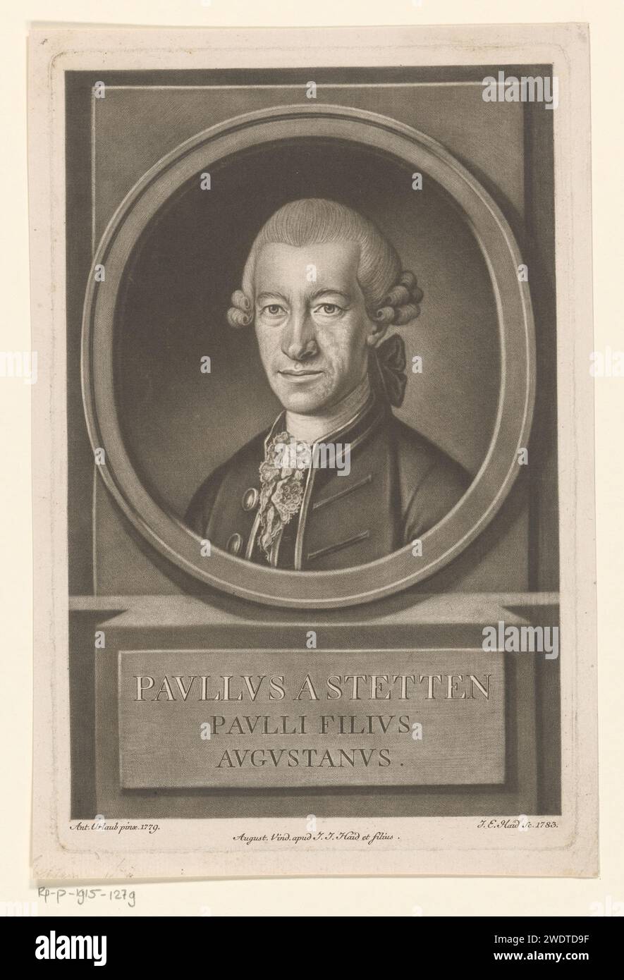 PortraT van Josef Ferdinand Anton Storr di Ostrach, Johann Elias Haid, dopo J.G. Strobel, 1782 stampa di persone storiche. sindaco, burgomaster Foto Stock